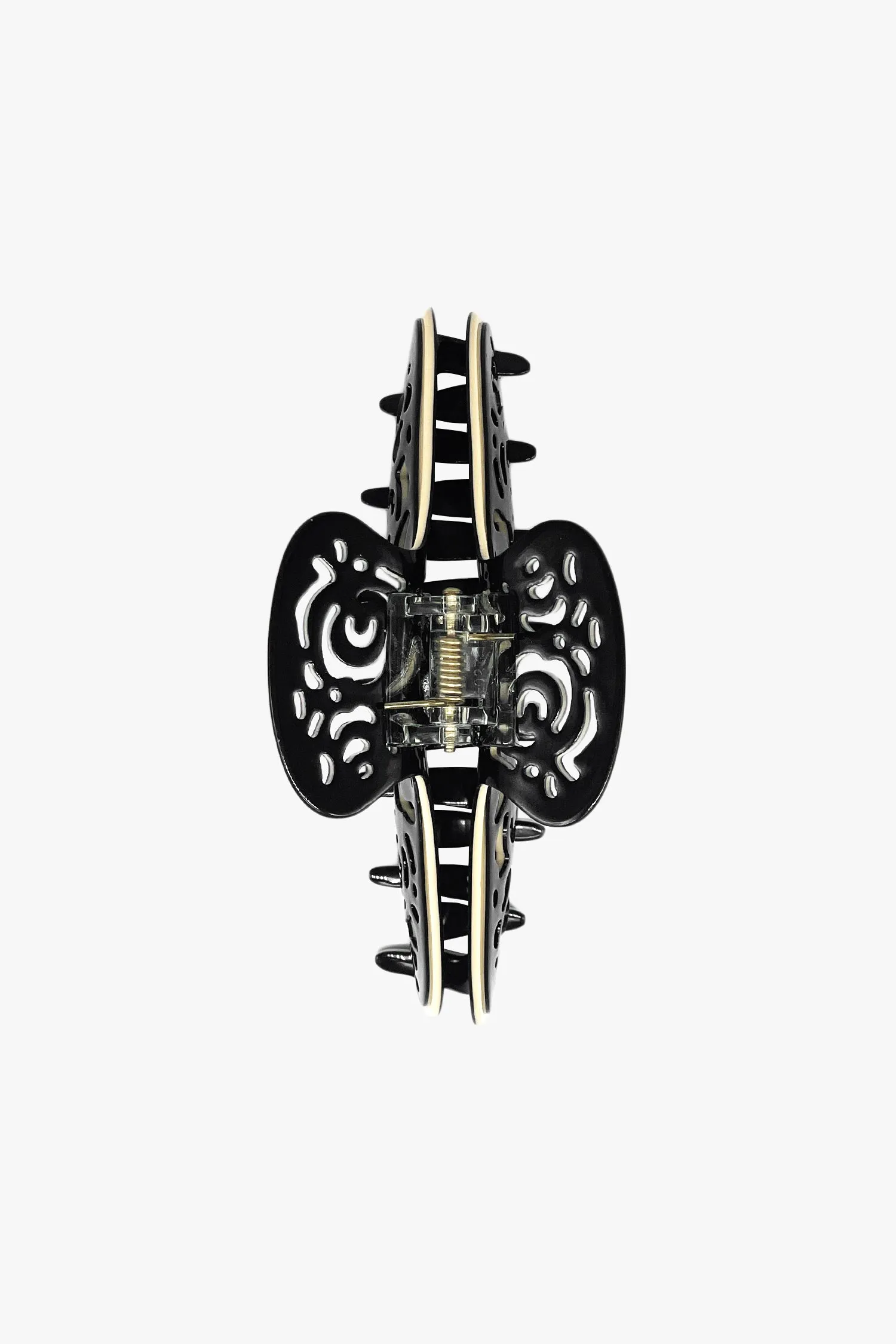 Vintage Black & White Two-Tone Open Scroll Jaw Clip Annasui