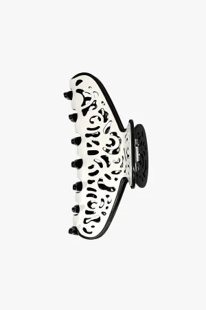 Vintage White & Black Two-Tone Open Scroll Jaw Clip Annasui