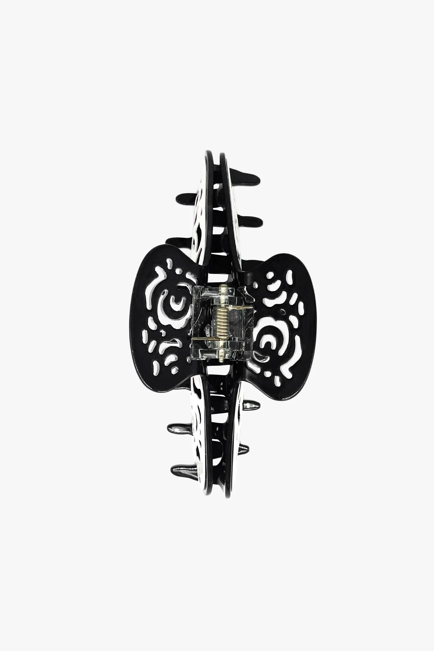 Vintage White & Black Two-Tone Open Scroll Jaw Clip Annasui