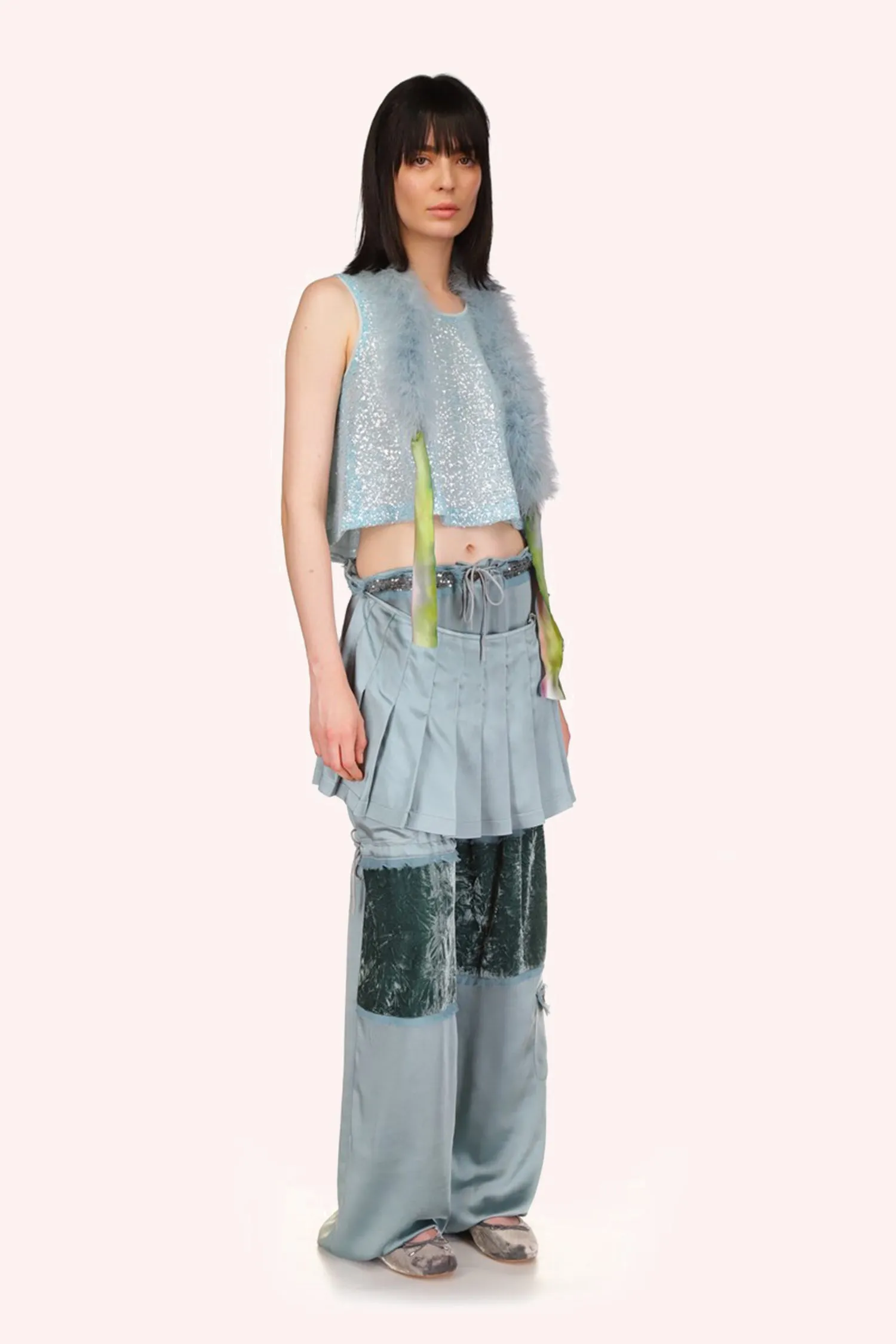 Washed Satin Pleated Wrap Annasui