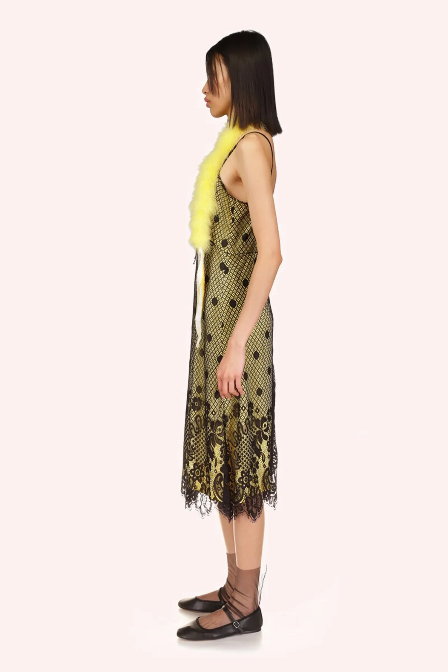 Washed Satin With Lace Dress Annasui