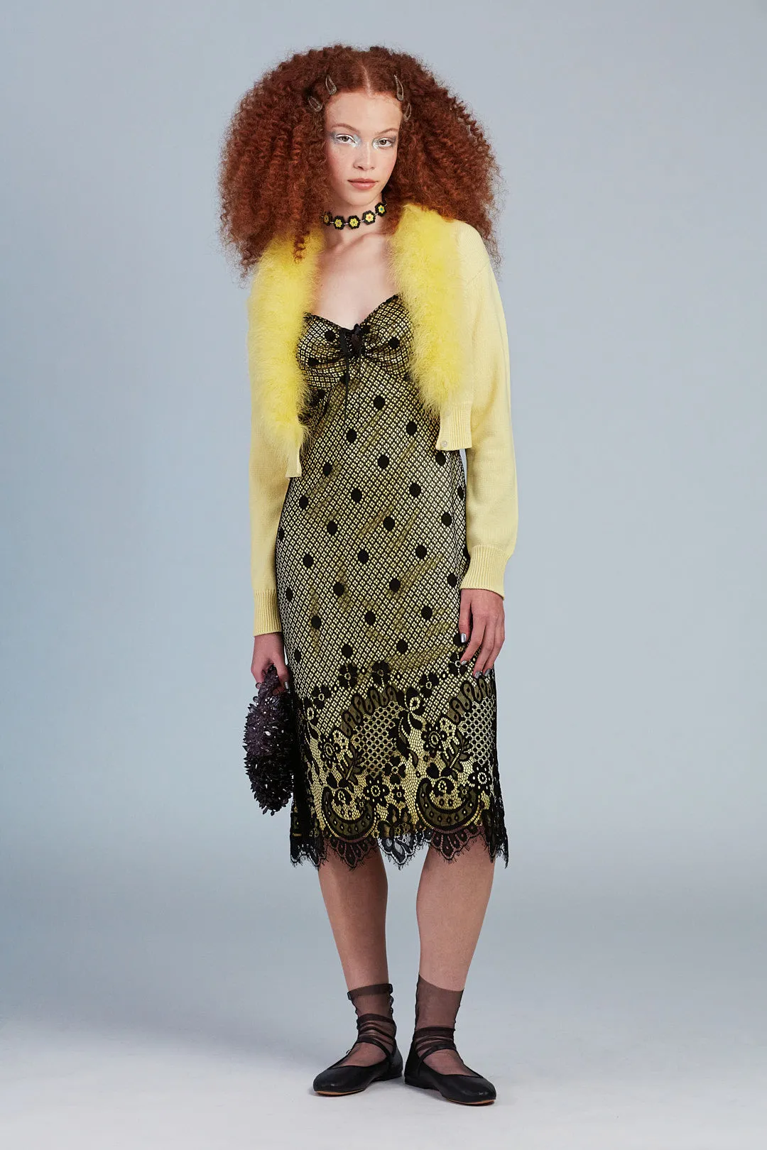 Washed Satin With Lace Dress Annasui