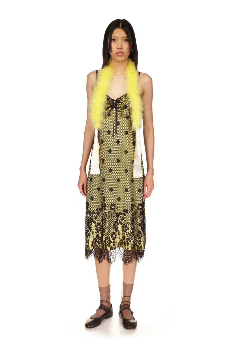Washed Satin With Lace Dress Annasui