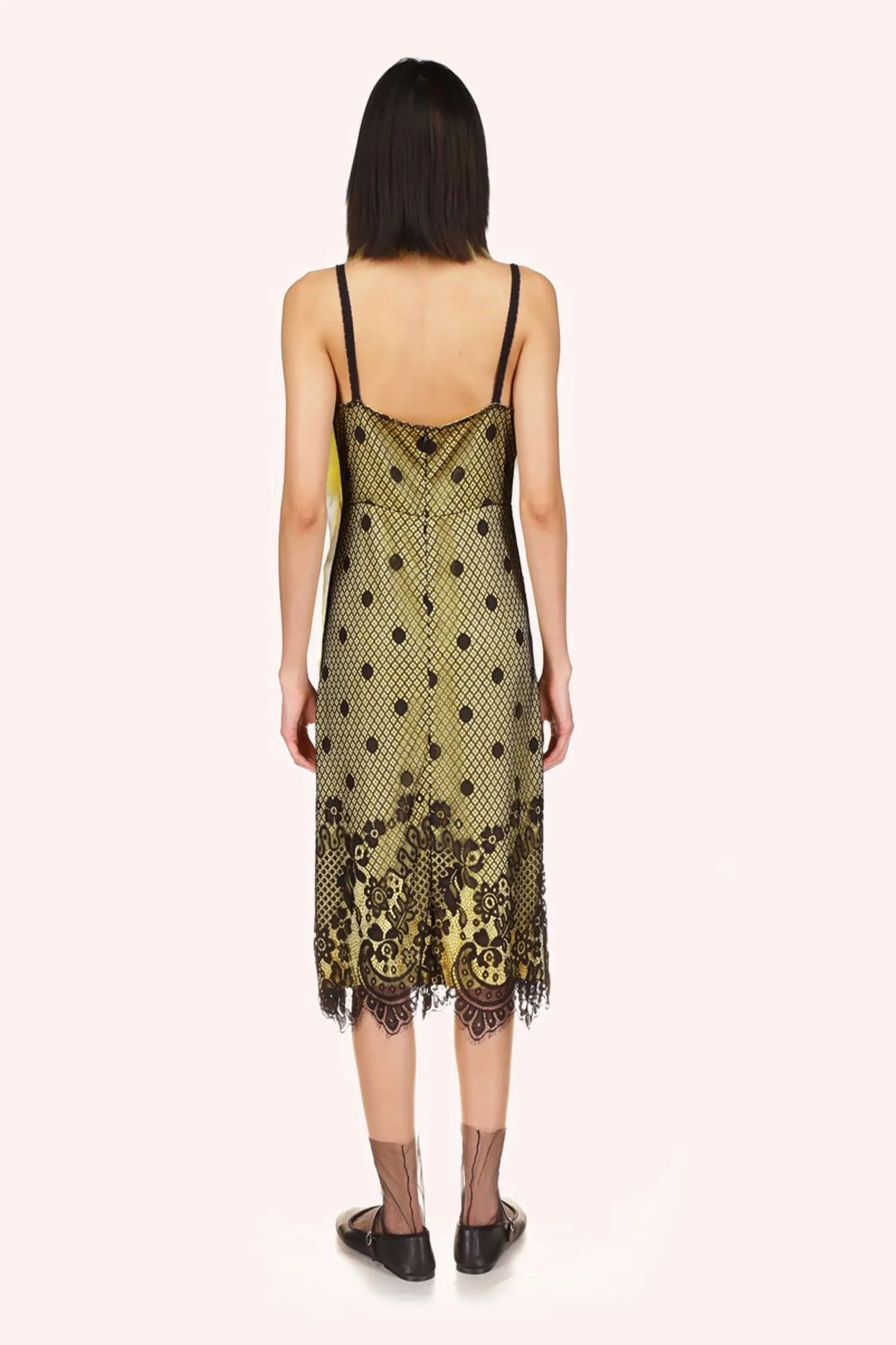 Washed Satin With Lace Dress Annasui