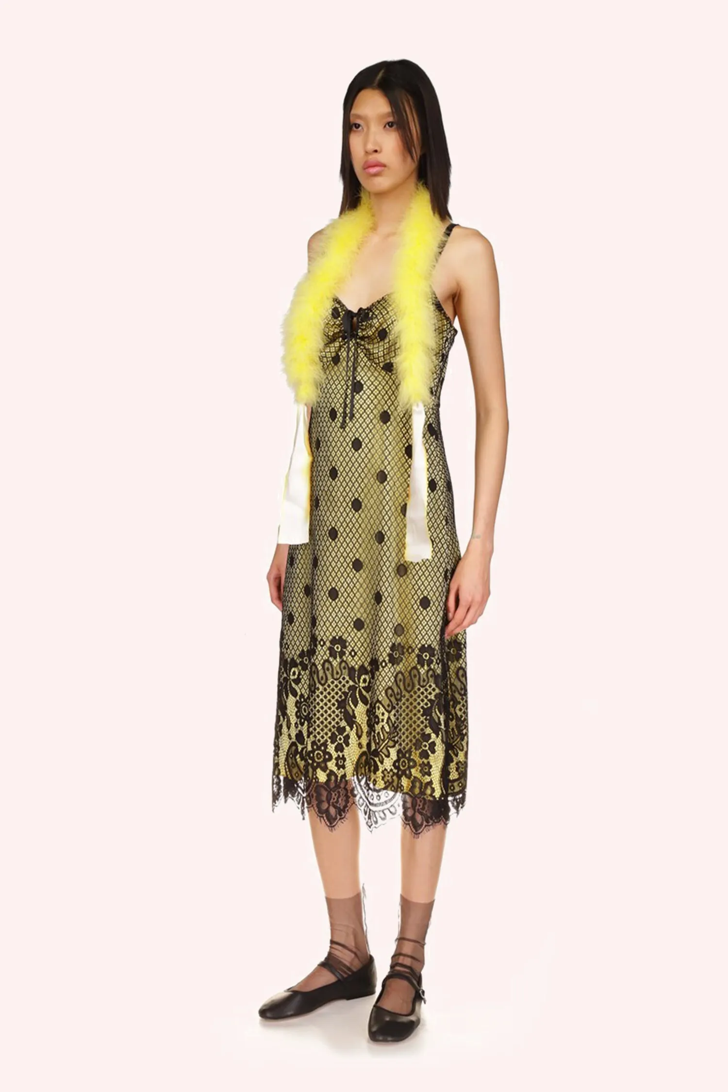 Washed Satin With Lace Dress Annasui
