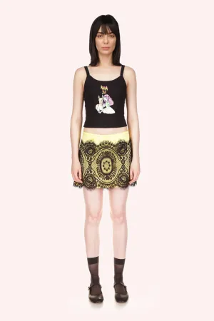 Washed Satin With Lace Mini Skirt Annasui