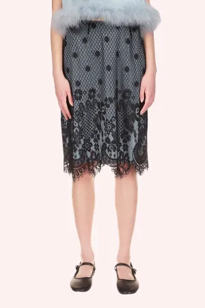 Washed Satin With Lace Pencil Skirt Annasui
