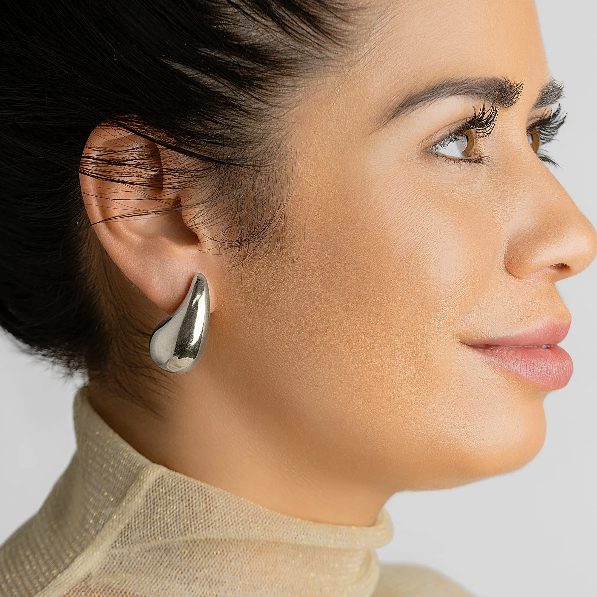 Water Resistant Teardrop Sculptural Stud Earrings