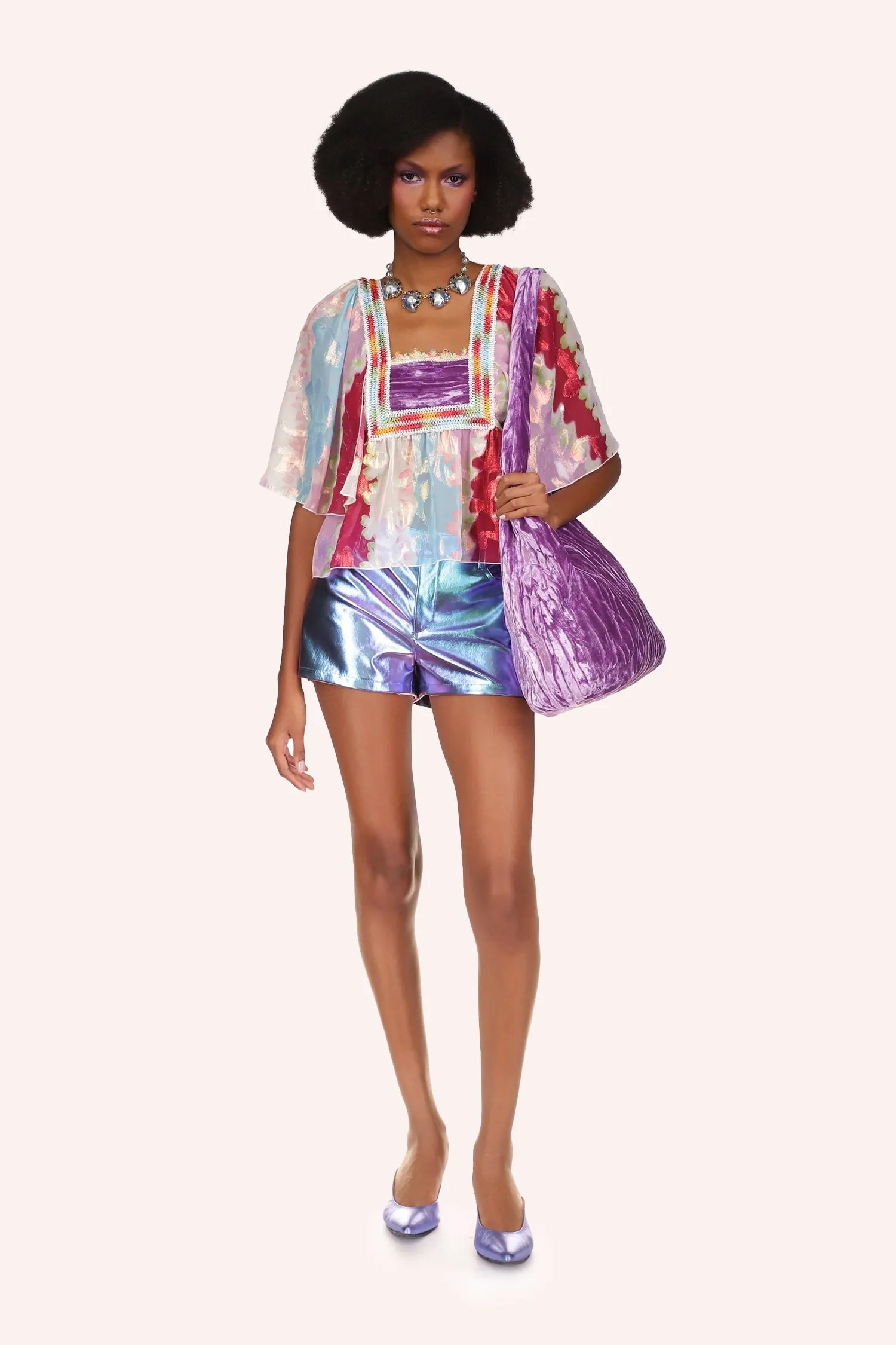 Wavy Clouds Velvet Blouse Annasui