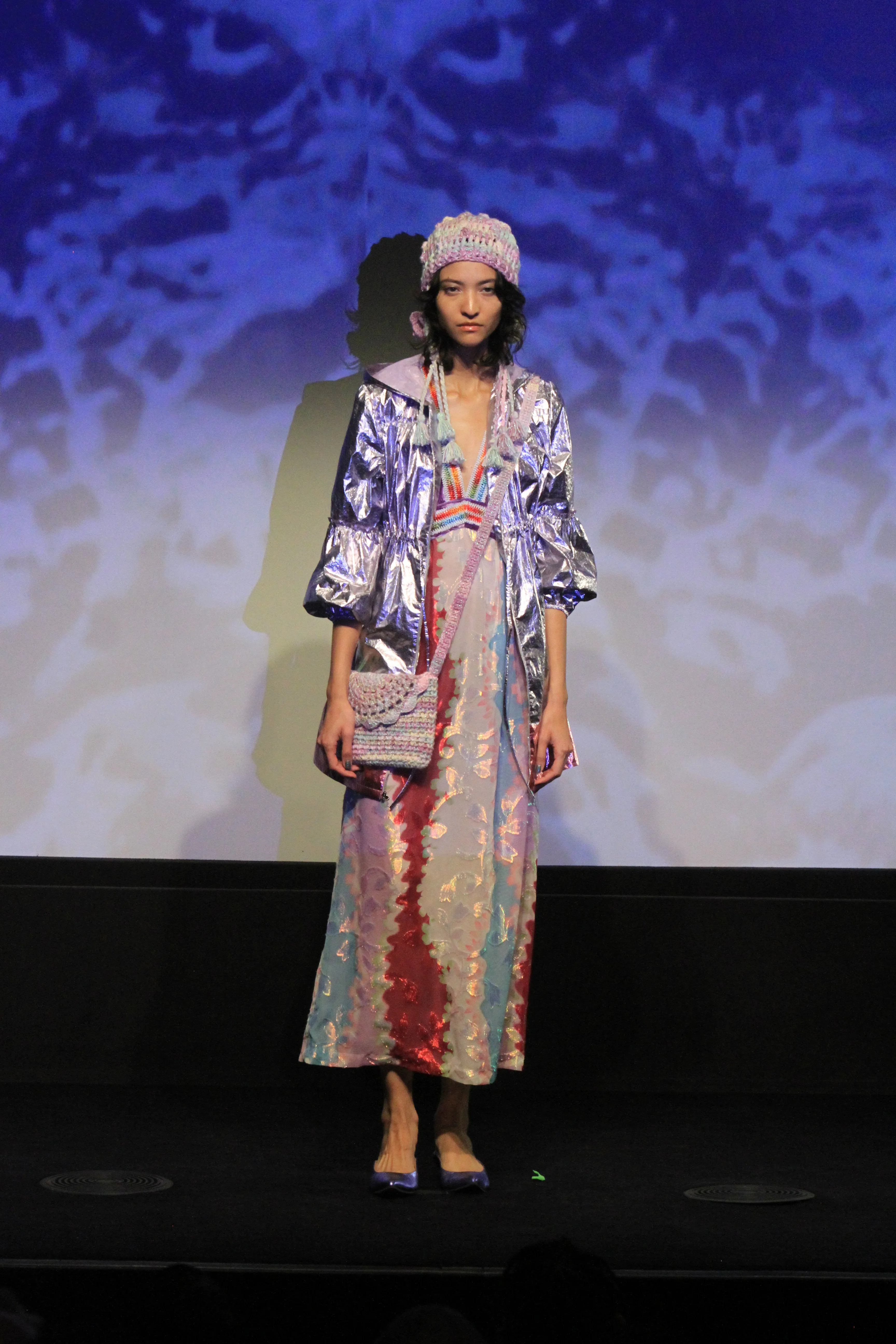 Wavy Clouds Velvet Bodice Sleeveless Dress Annasui