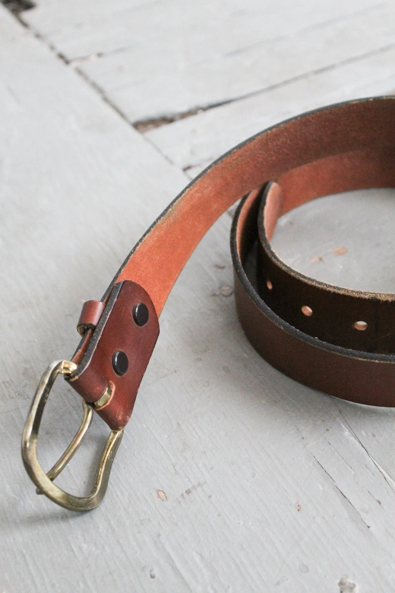 whiskey brown wide leather belt 1919 Vintage