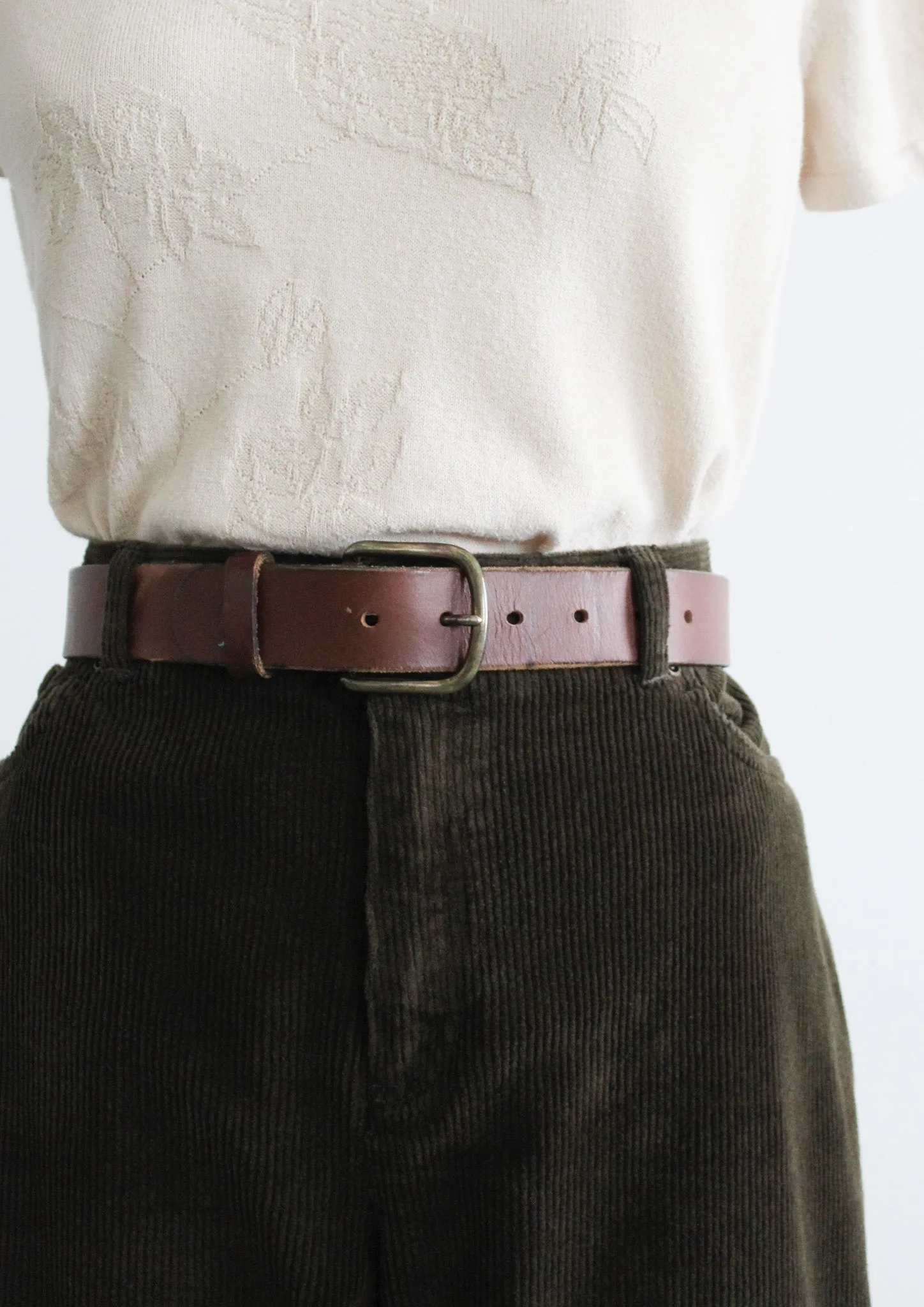 whiskey brown wide leather belt 1919 Vintage