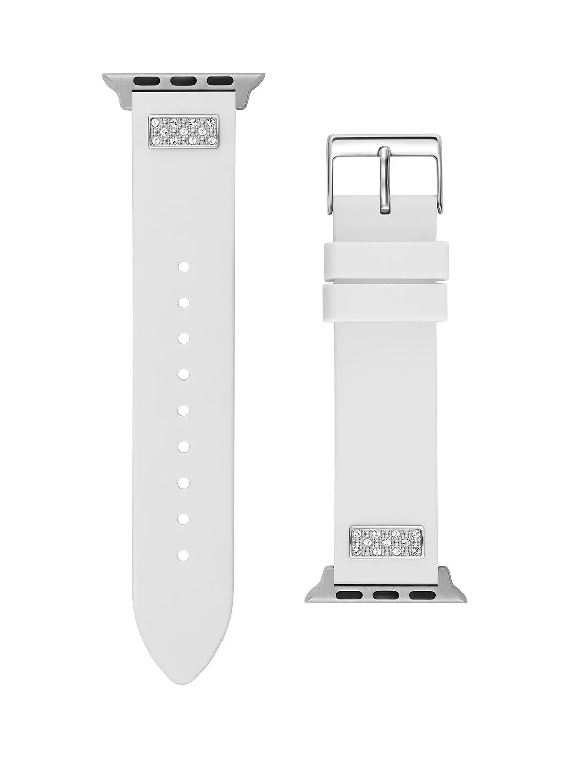 White Frontier Silicone Crystal Apple Watch Strap Guess