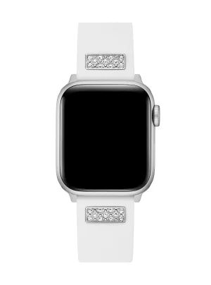 White Frontier Silicone Crystal Apple Watch Strap Guess