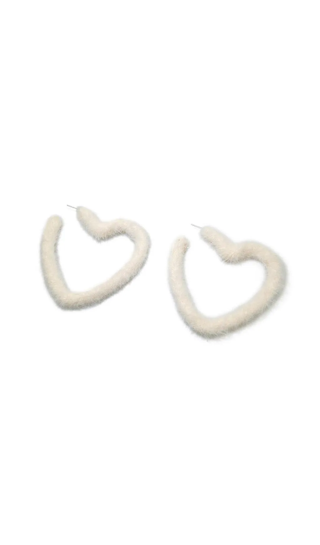 WHITE LOVE-SHAPED PLUSH EARRINGS Gloria Lanvin