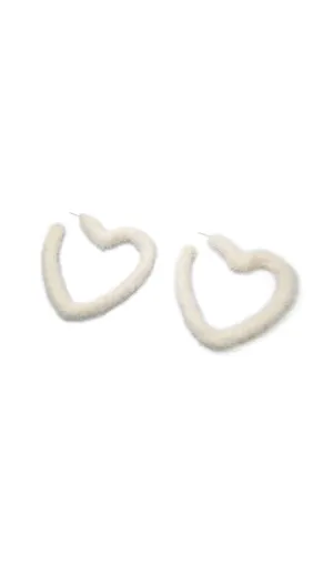 WHITE LOVE-SHAPED PLUSH EARRINGS Gloria Lanvin