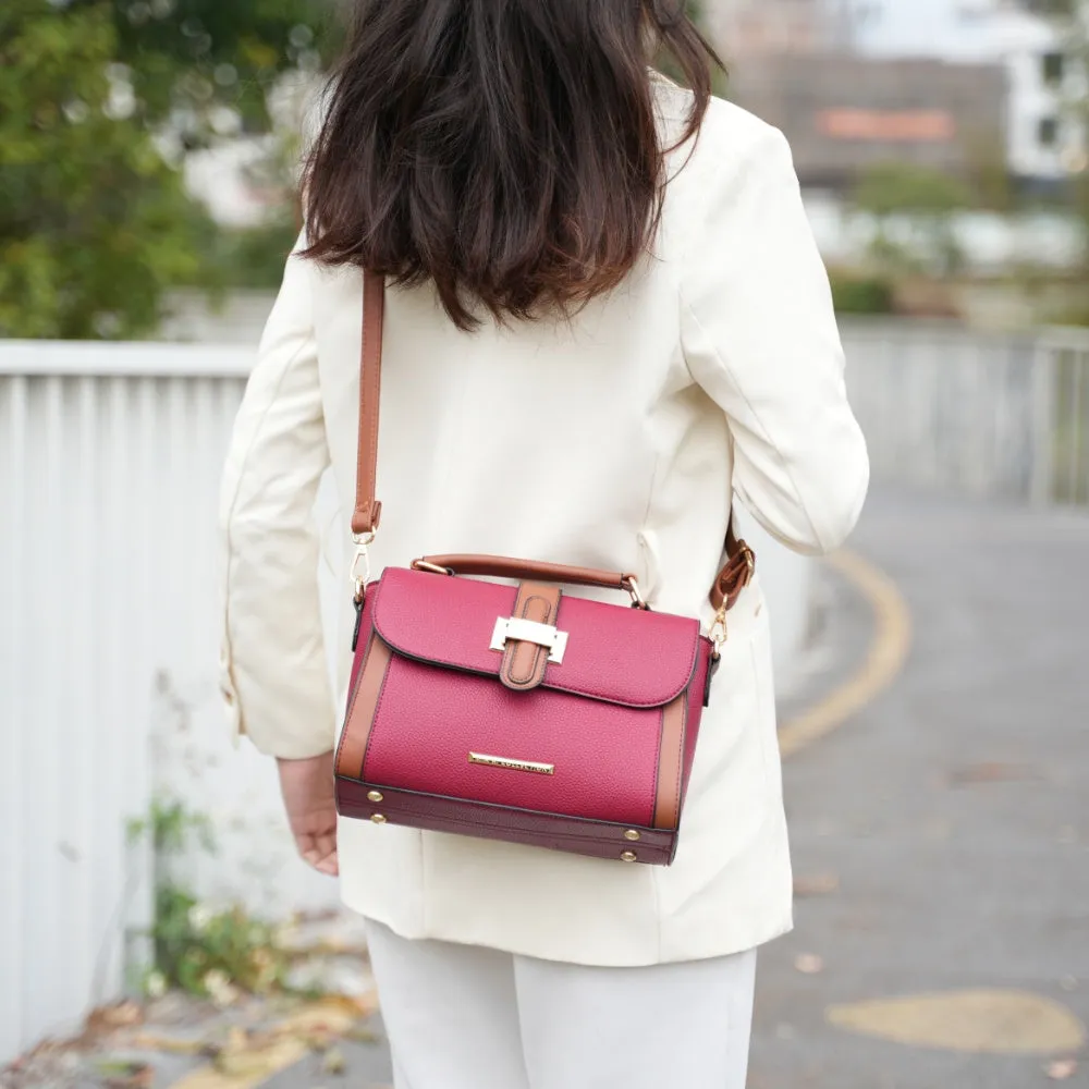 Willa Color-Block Vegan Leather Womens Shoulder Bag