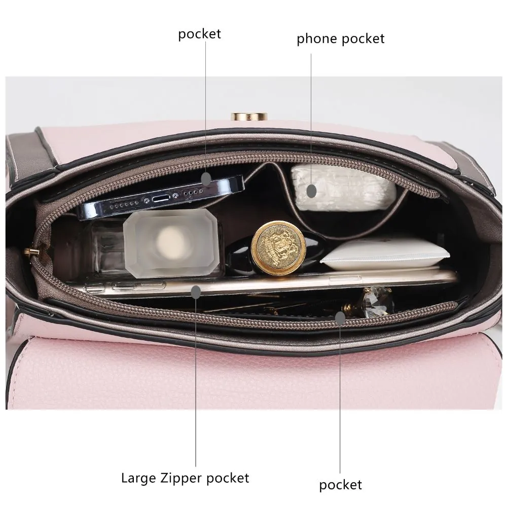 Willa Color-Block Vegan Leather Womens Shoulder Bag