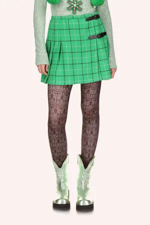 Windowpane Pleated Skirt Annasui