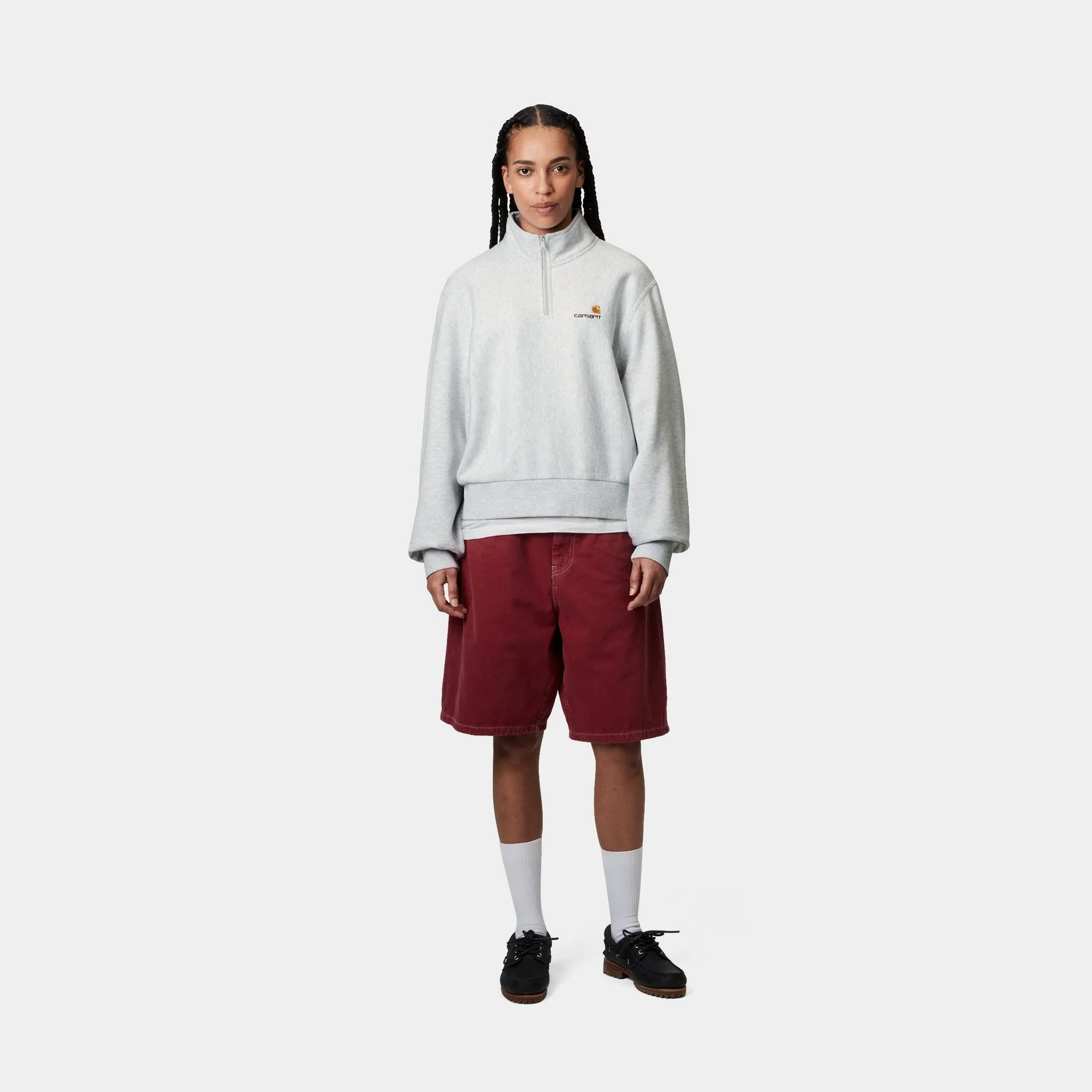 Womens American Script High Neck Sweatshirt | Ash Heather Carhartt WIP