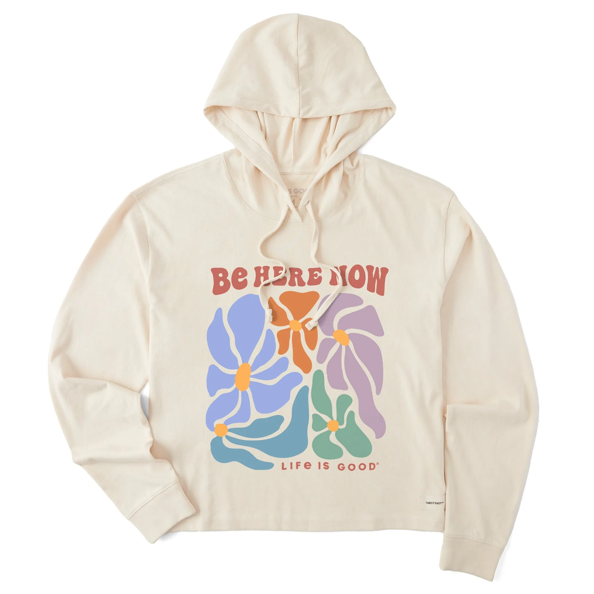 Women's Be Here Now Flowers Crusher Boxy Hoodie LIFE IS GOOD