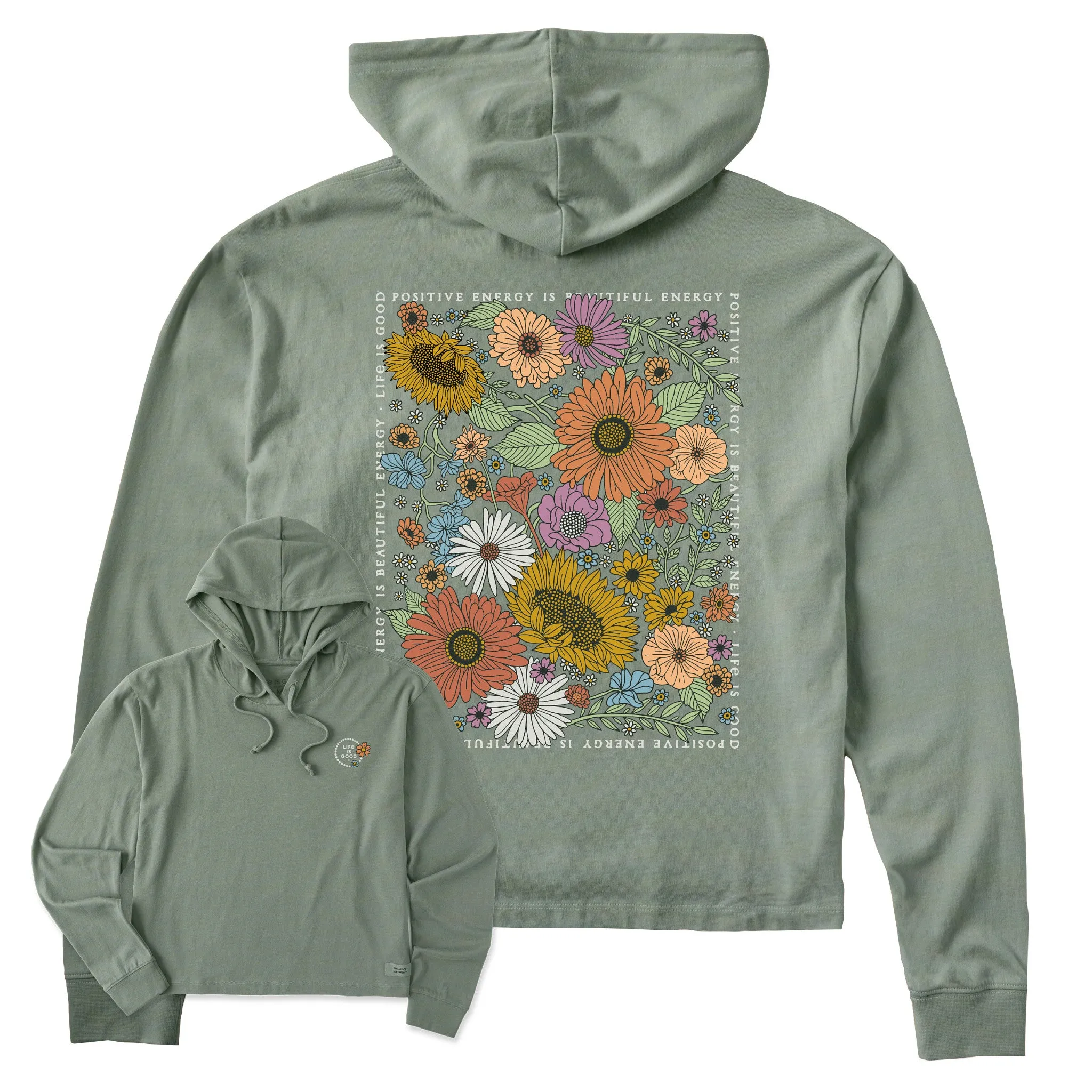 Women's Beautiful Energy Wildflowers Crusher Boxy Hoodie LIFE IS GOOD