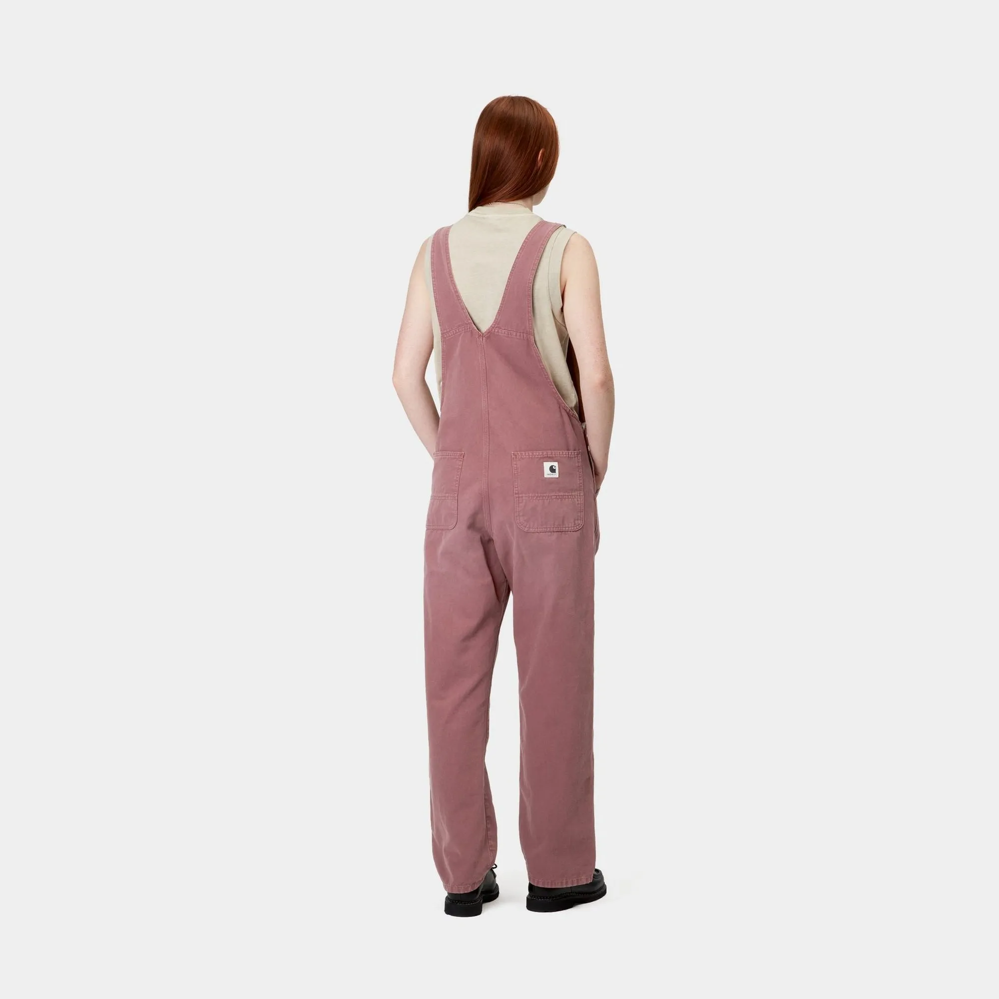 Womens Bib Overall Straight - Canvas | Dusky Pink (stone canvas) Carhartt WIP