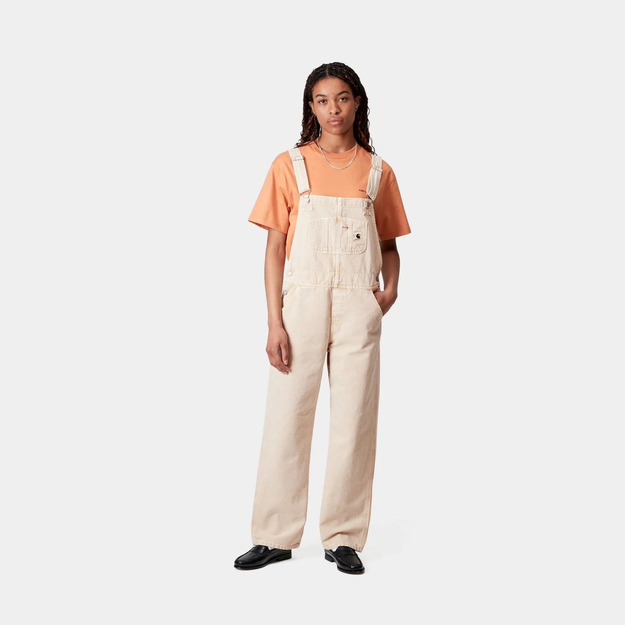 Womens Bib Overall Straight | Dusty Hamilton Brown (chalk wash) Carhartt WIP