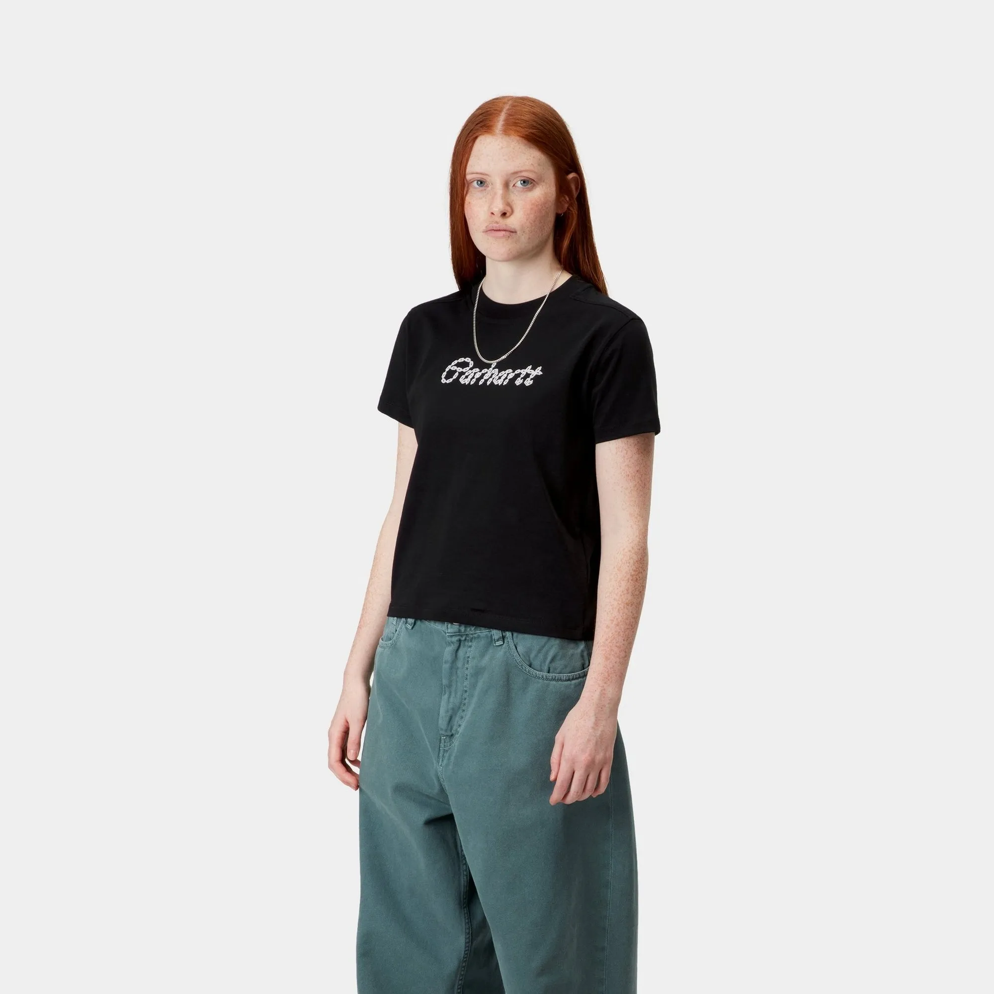 Womens Chained T-Shirt | Black / White Carhartt WIP