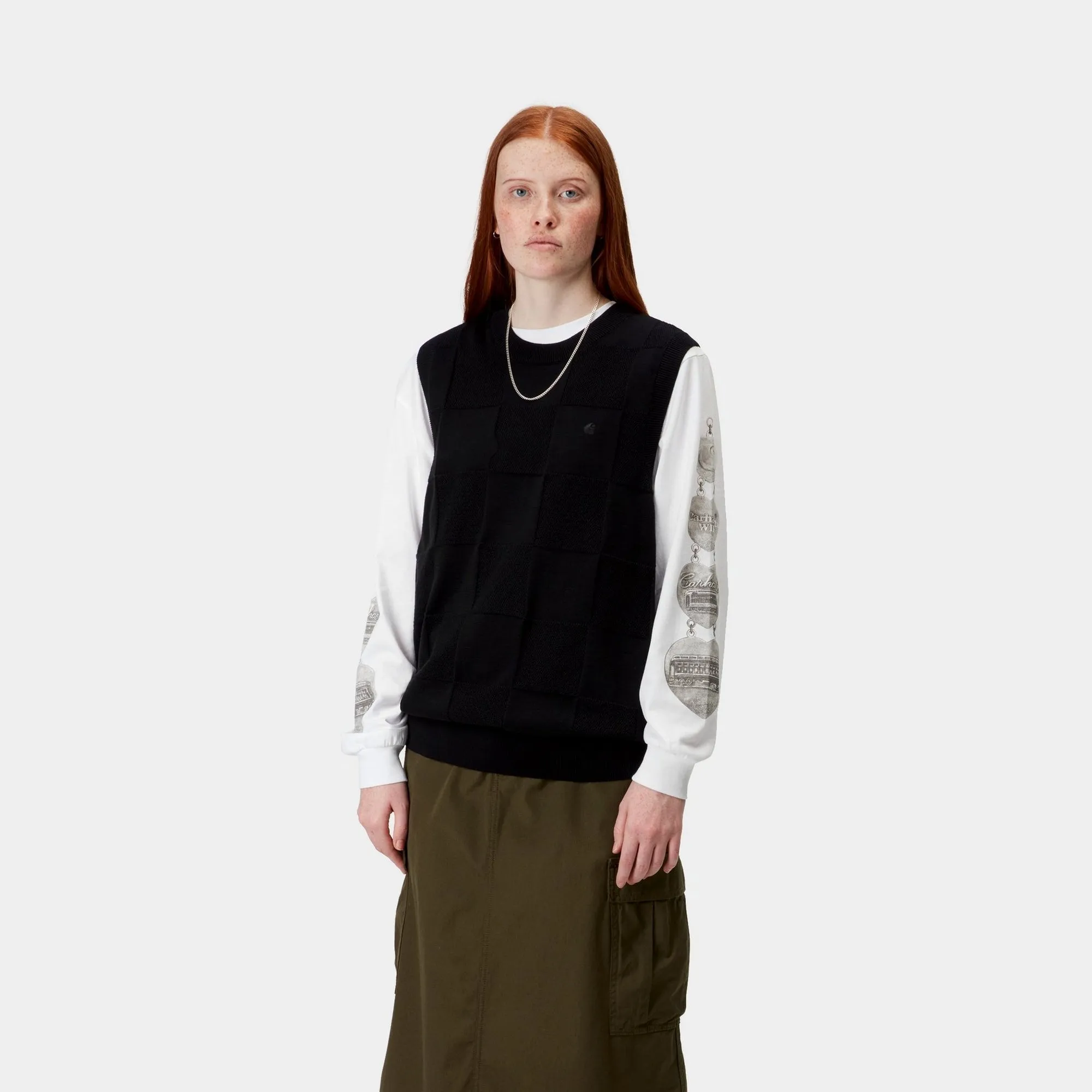Womens Checker Vest Sweater | Black Carhartt WIP