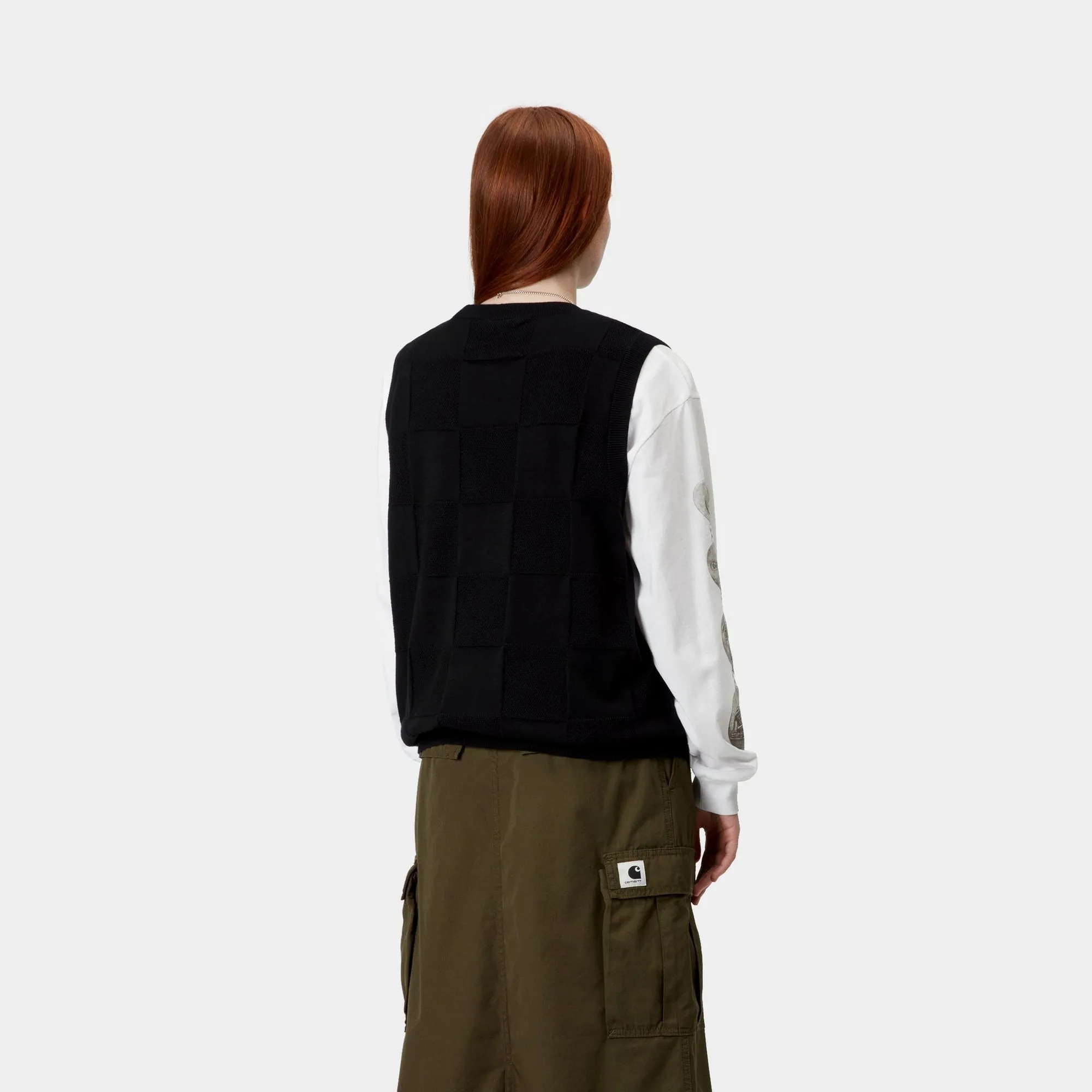 Womens Checker Vest Sweater | Black Carhartt WIP