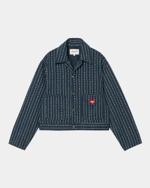 Womens Drewe Jacket | Ink / Natural Heart C Pinstripe Carhartt WIP