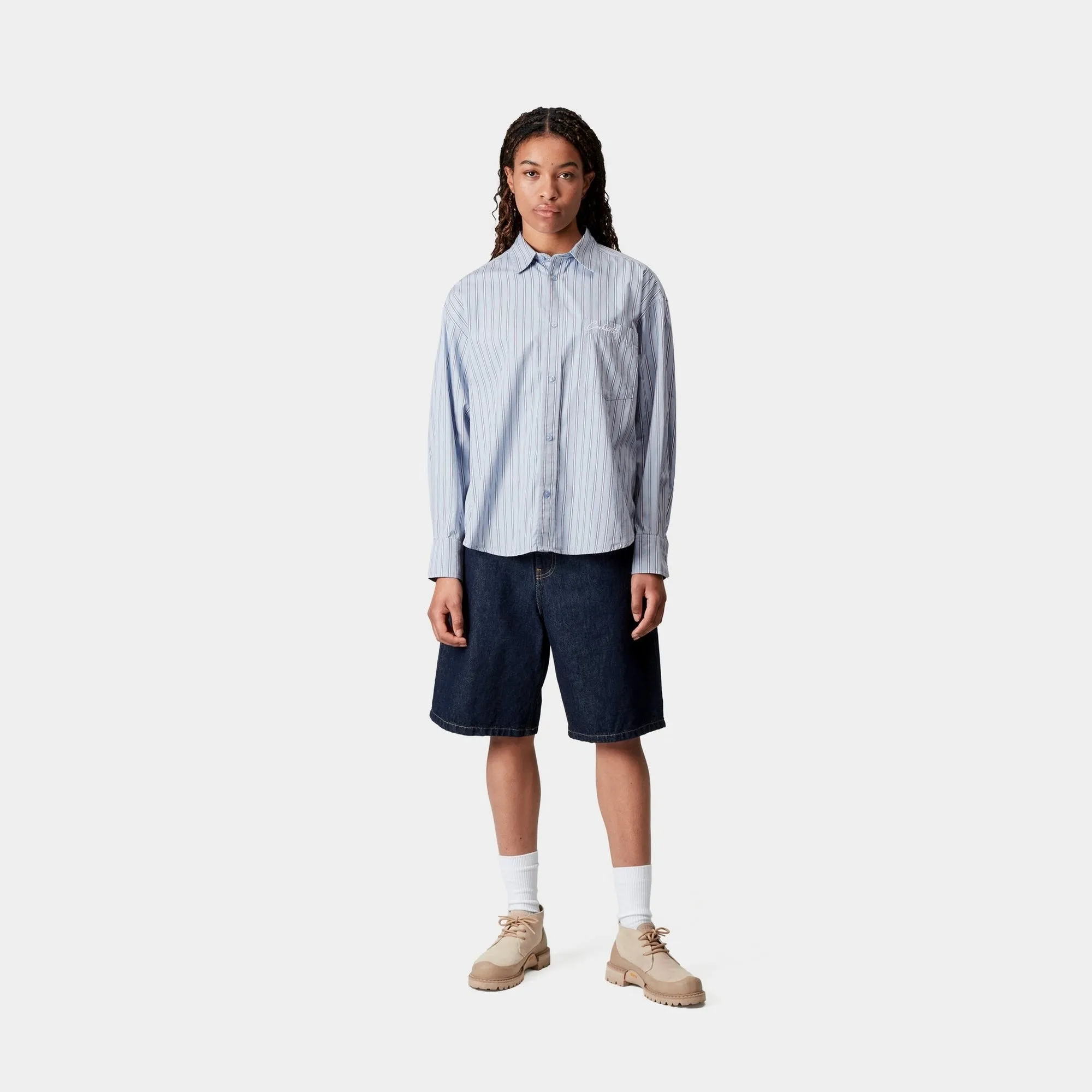 Womens Grimsby Stripe Shirt | Blue Fog Carhartt WIP
