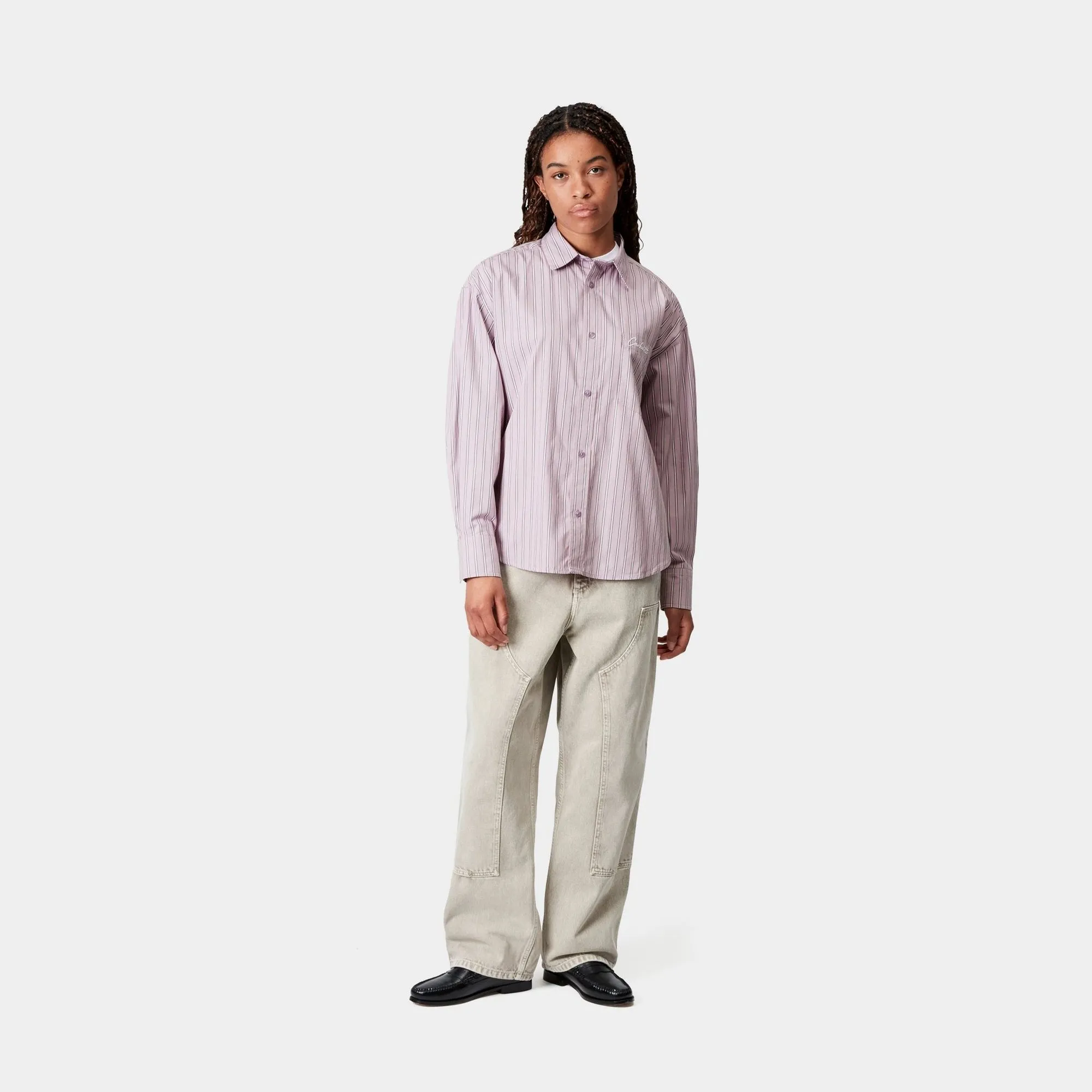 Womens Grimsby Stripe Shirt | Pink Fog Carhartt WIP
