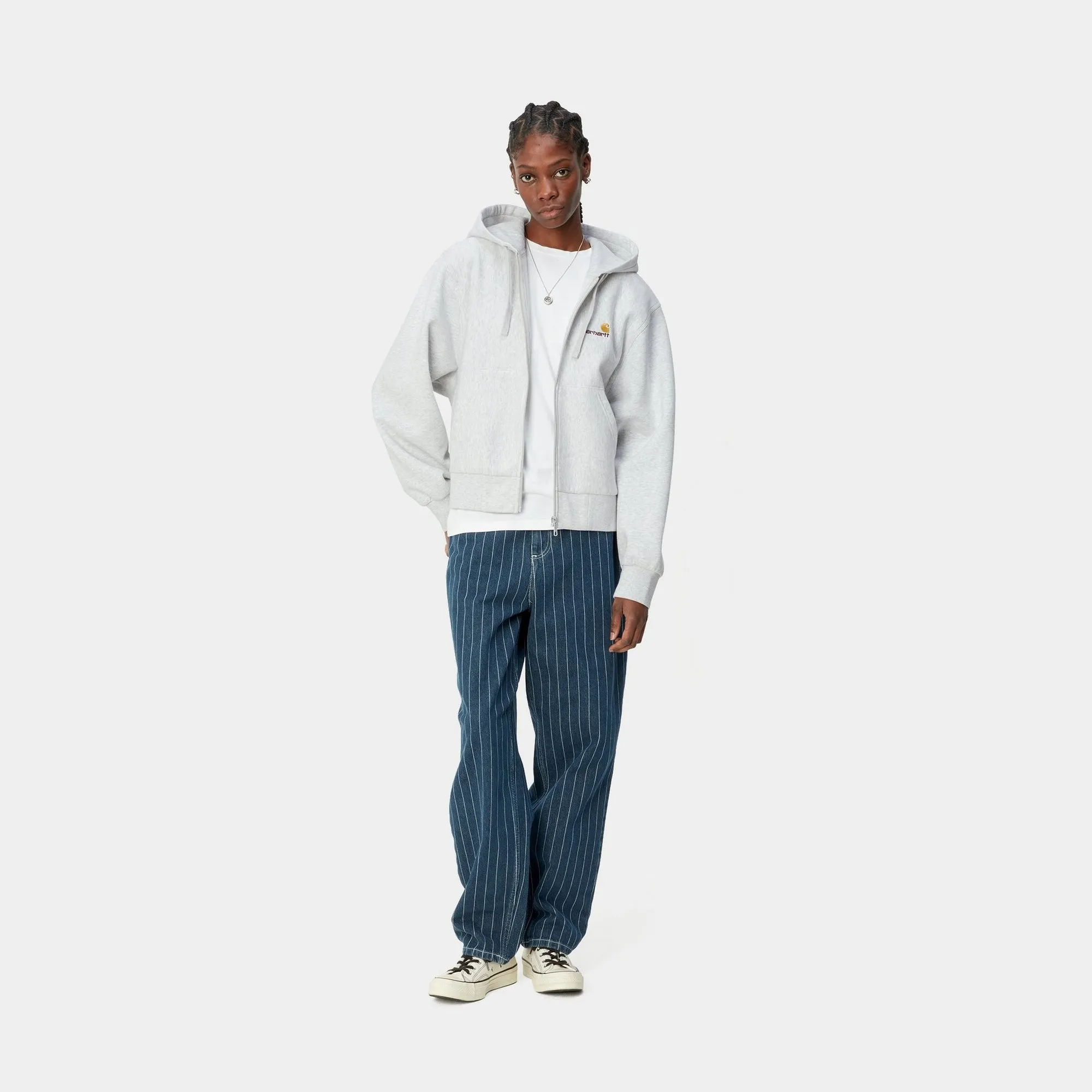Womens Hooded American Script Jacket | Ash Heather Carhartt WIP