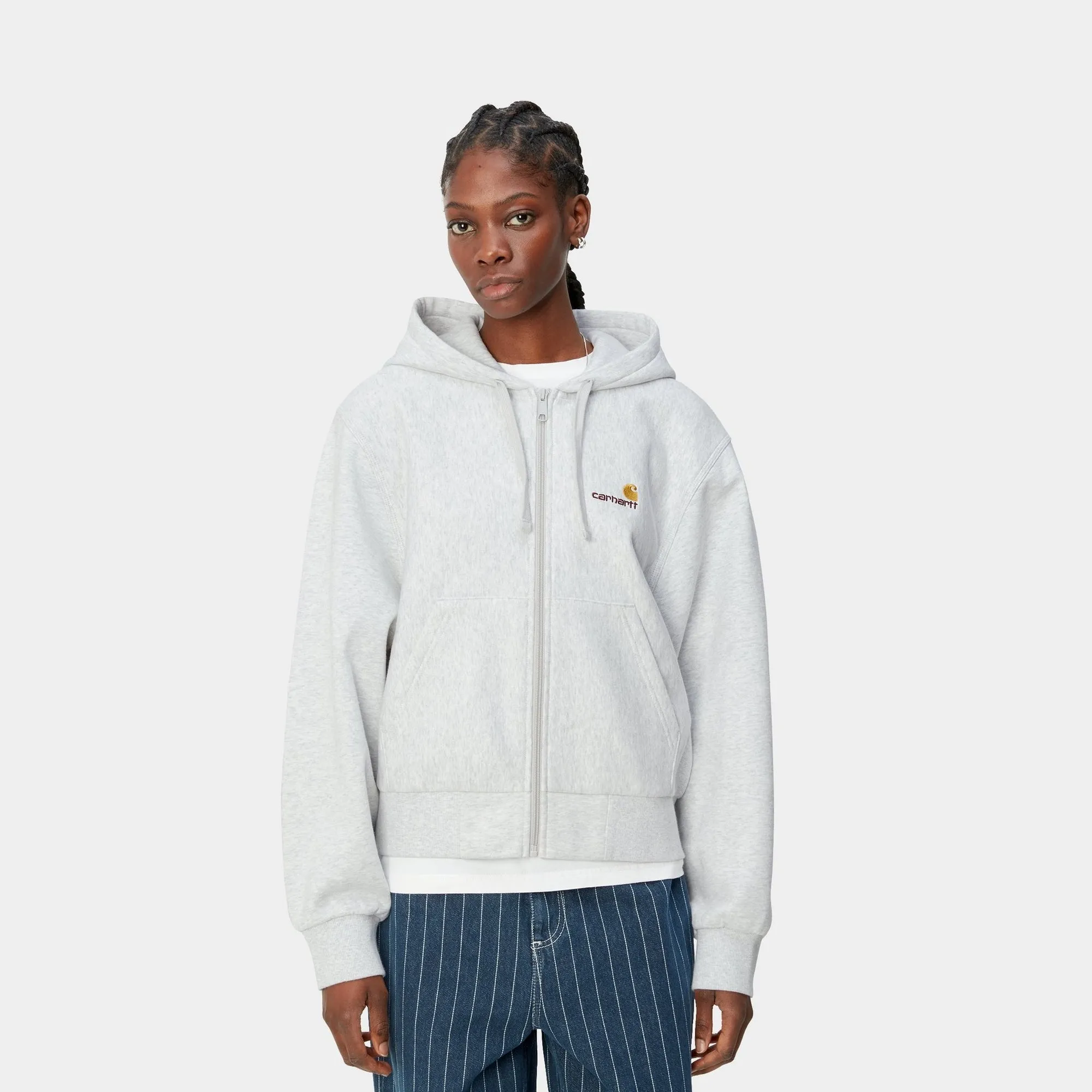 Womens Hooded American Script Jacket | Ash Heather Carhartt WIP