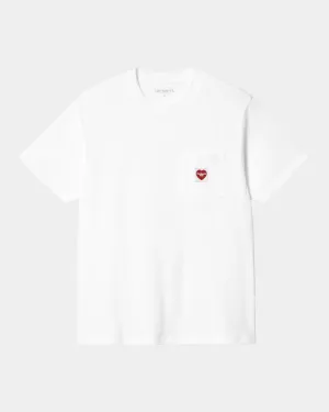 Womens Pocket Heart T-Shirt | White / Red Carhartt WIP