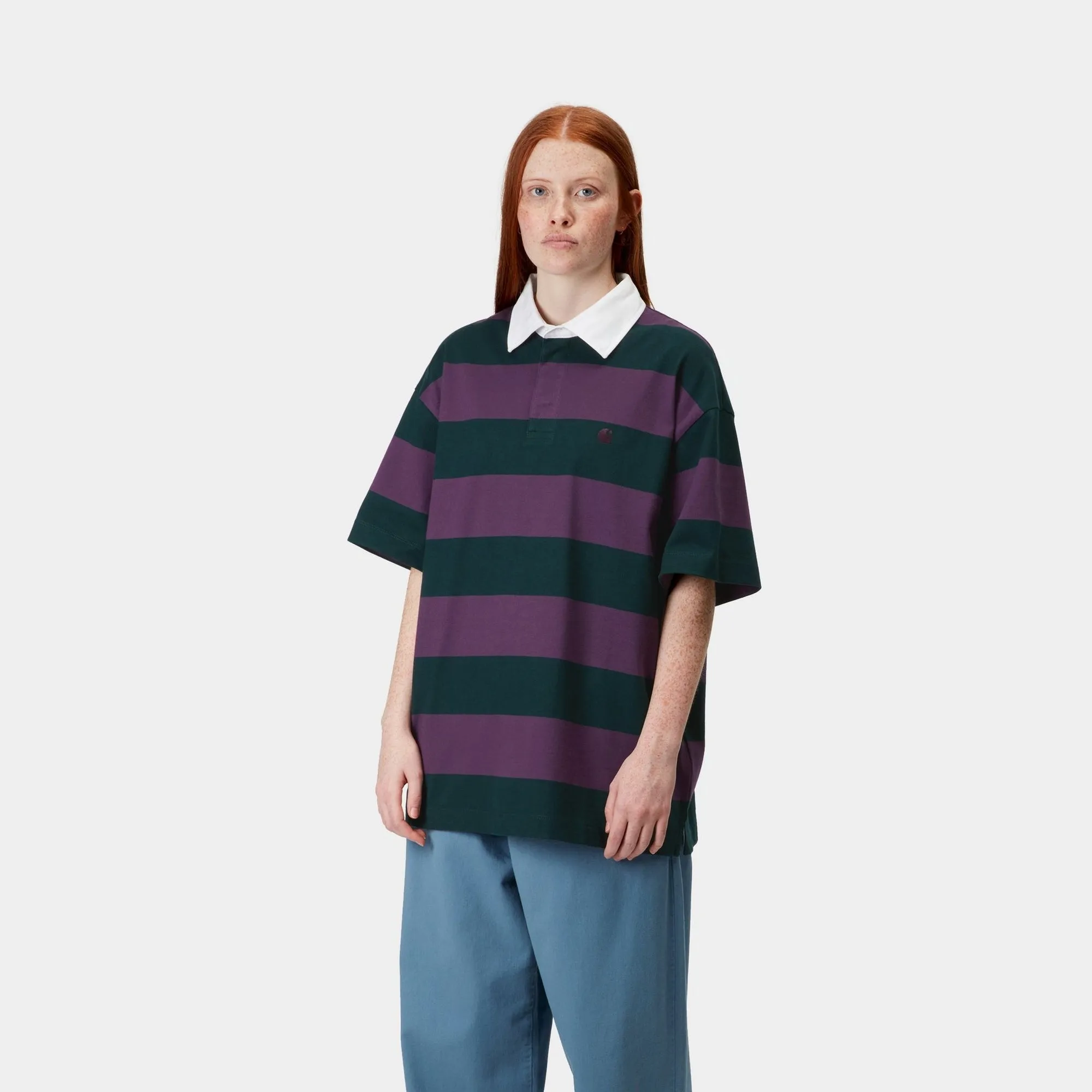 Womens Seffner Stripe Polo T-Shirt | Conifer Carhartt WIP