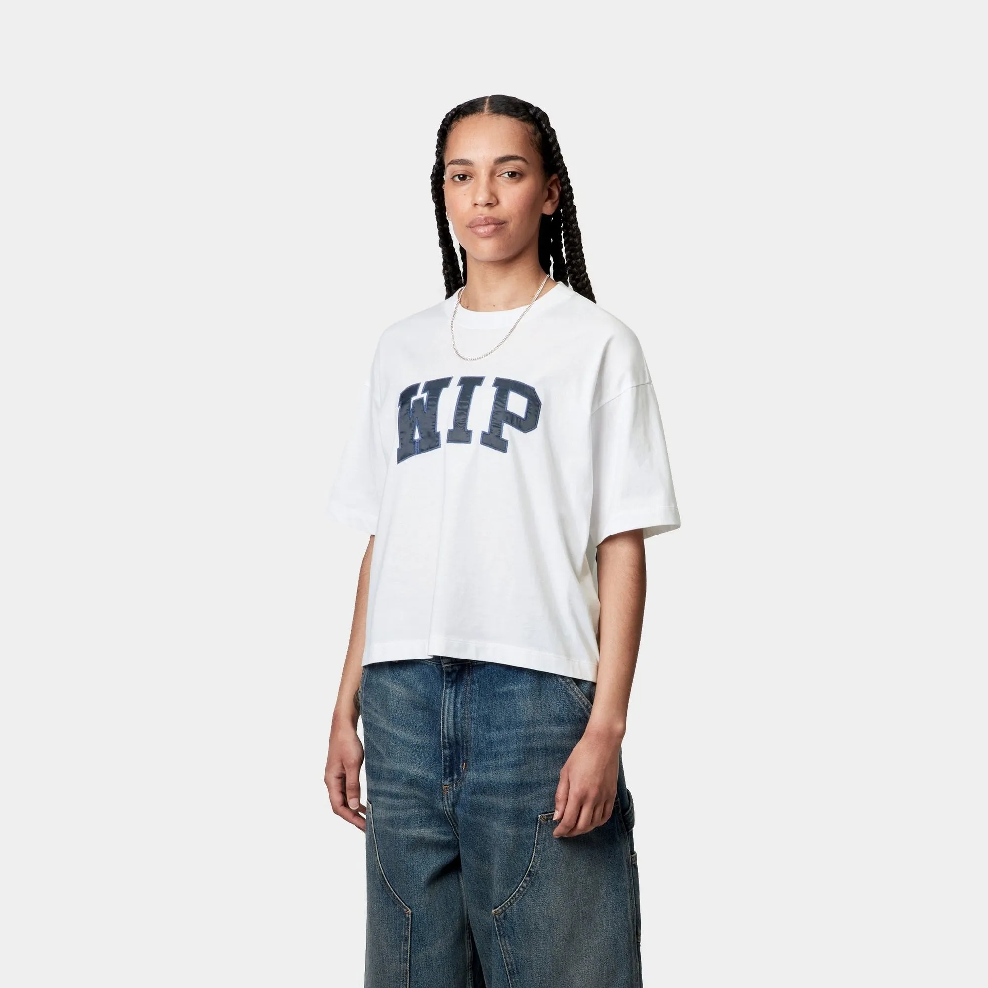 Womens WIP T-Shirt | White / Dusky Blue Carhartt WIP