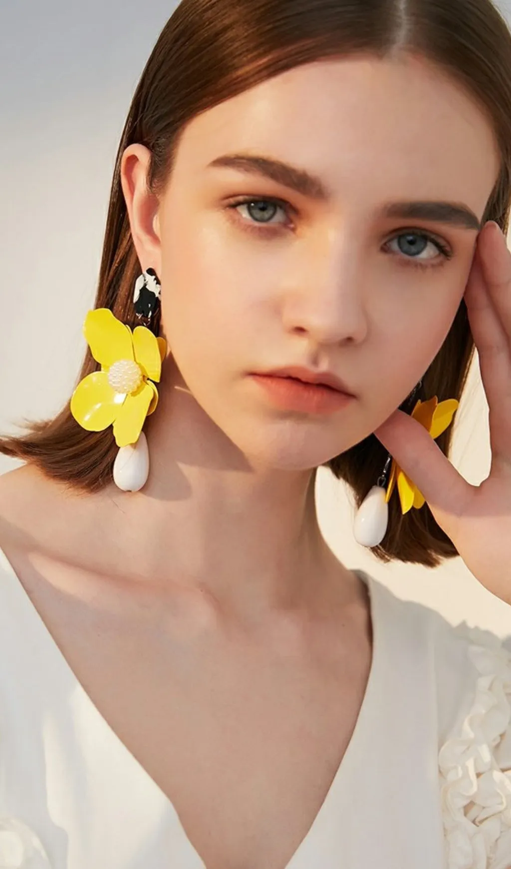 YELLOW FLOWER PEARL EARRINGS Gloria Lanvin