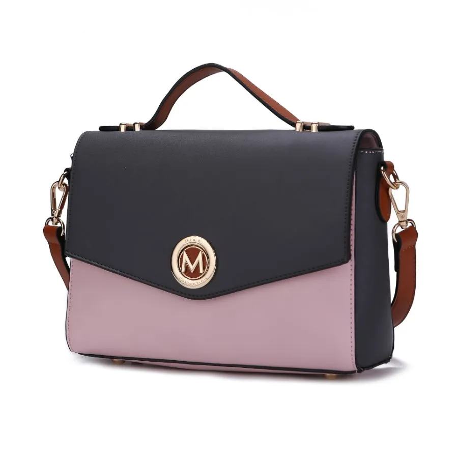 Zayla Color Block Vegan Leather Womens Shoulder bag