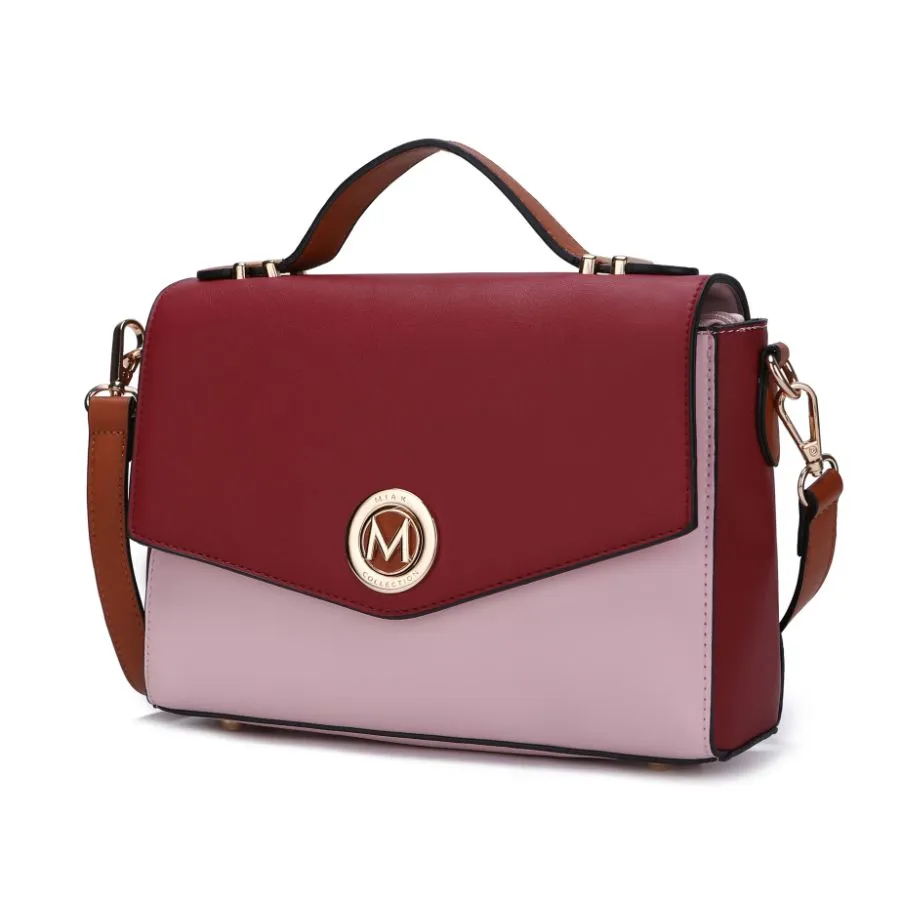 Zayla Color Block Vegan Leather Womens Shoulder bag