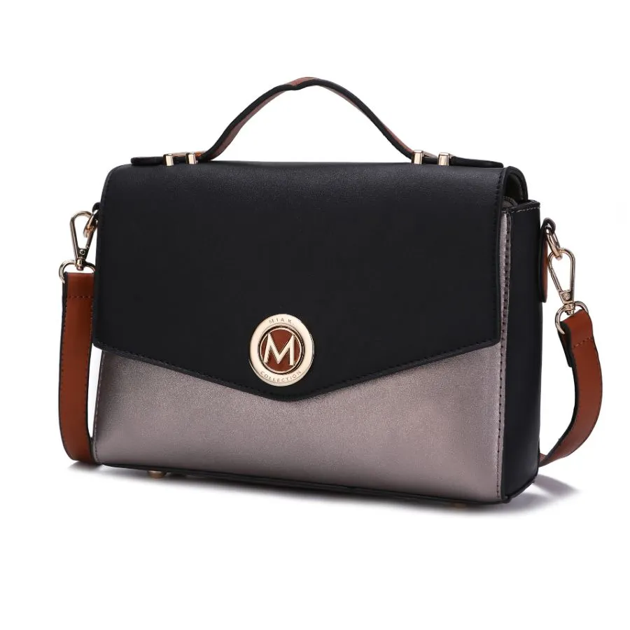 Zayla Color Block Vegan Leather Womens Shoulder bag