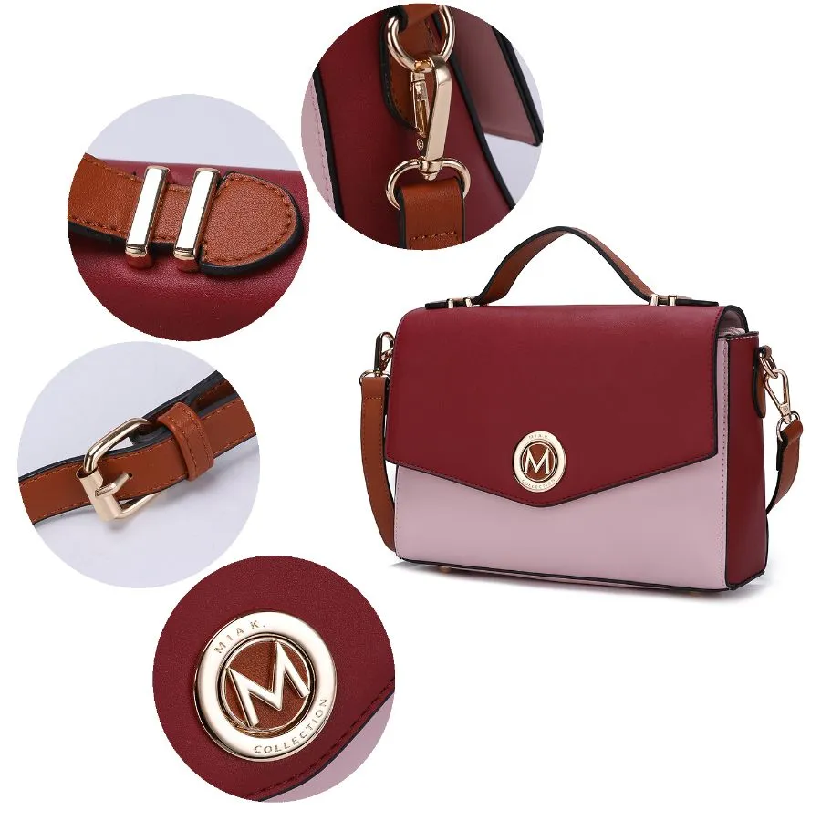 Zayla Color Block Vegan Leather Womens Shoulder bag