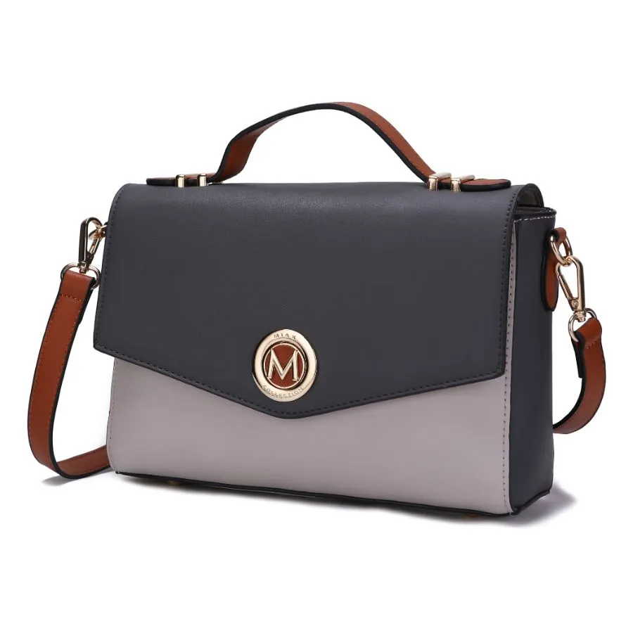 Zayla Color Block Vegan Leather Womens Shoulder bag