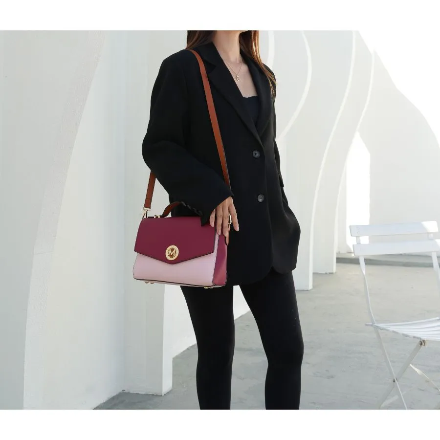 Zayla Color Block Vegan Leather Womens Shoulder bag