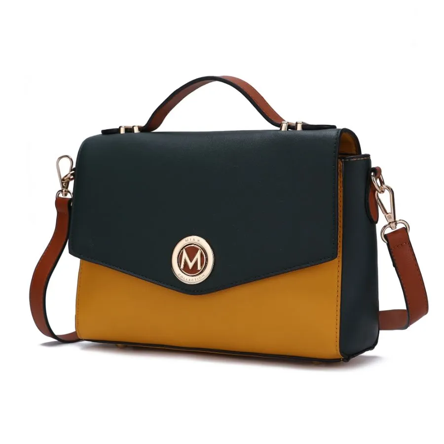 Zayla Color Block Vegan Leather Womens Shoulder bag