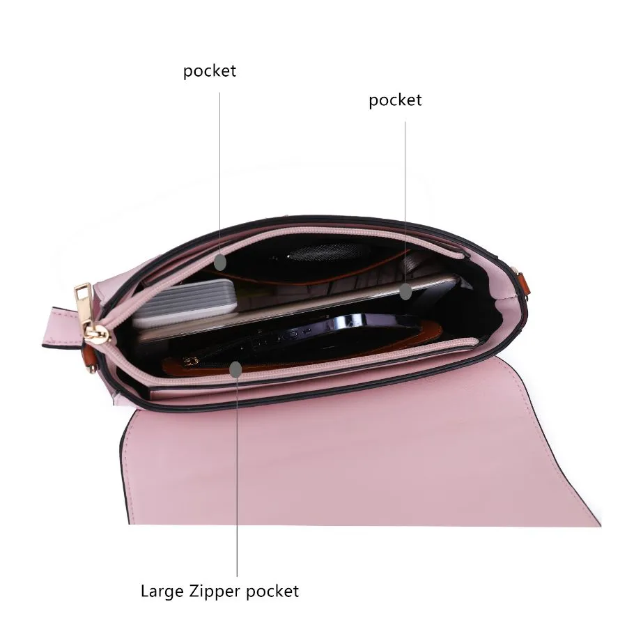 Zayla Color Block Vegan Leather Womens Shoulder bag