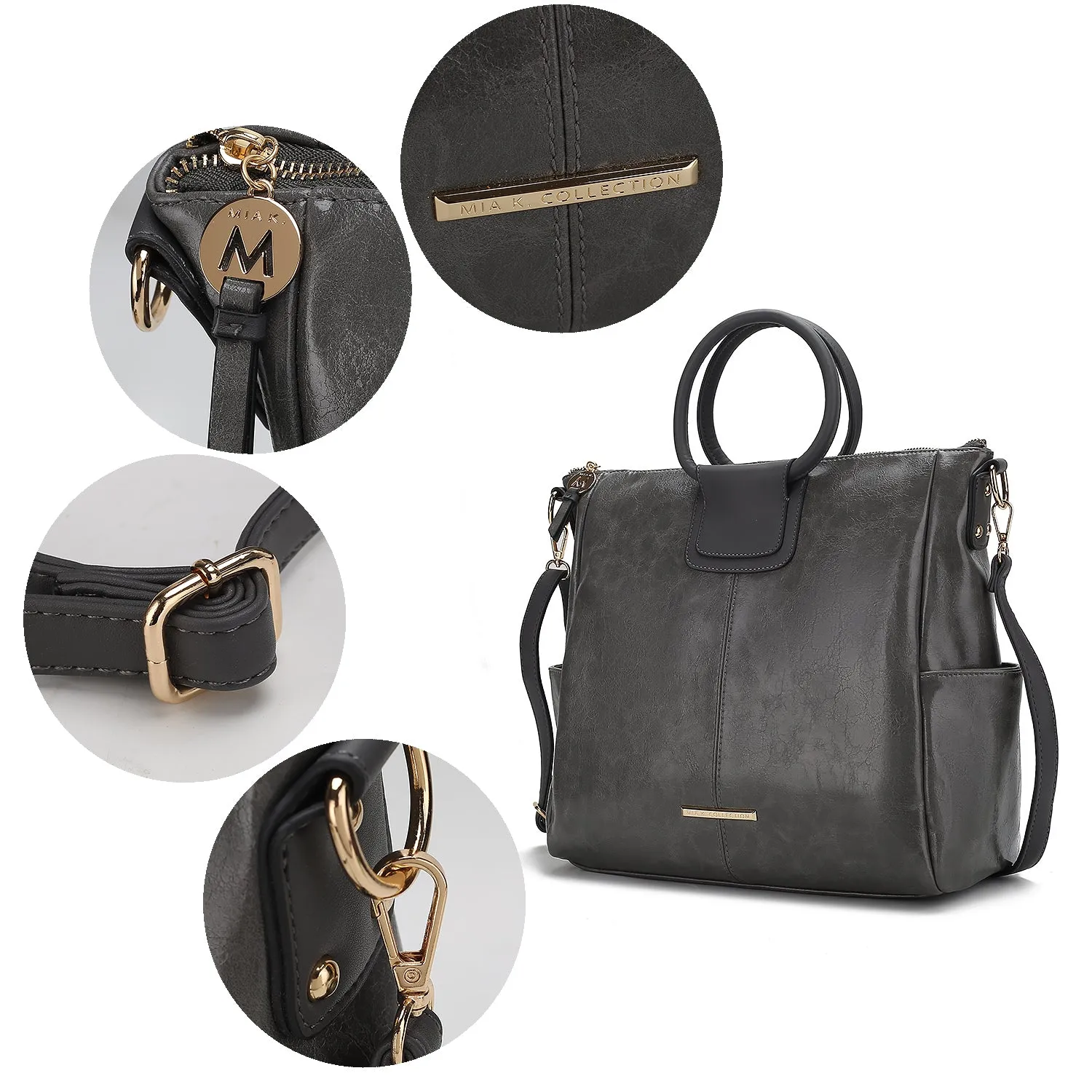 Zori Vegan Leather Womens Tote Bag with pouch and wallet -3 pieces