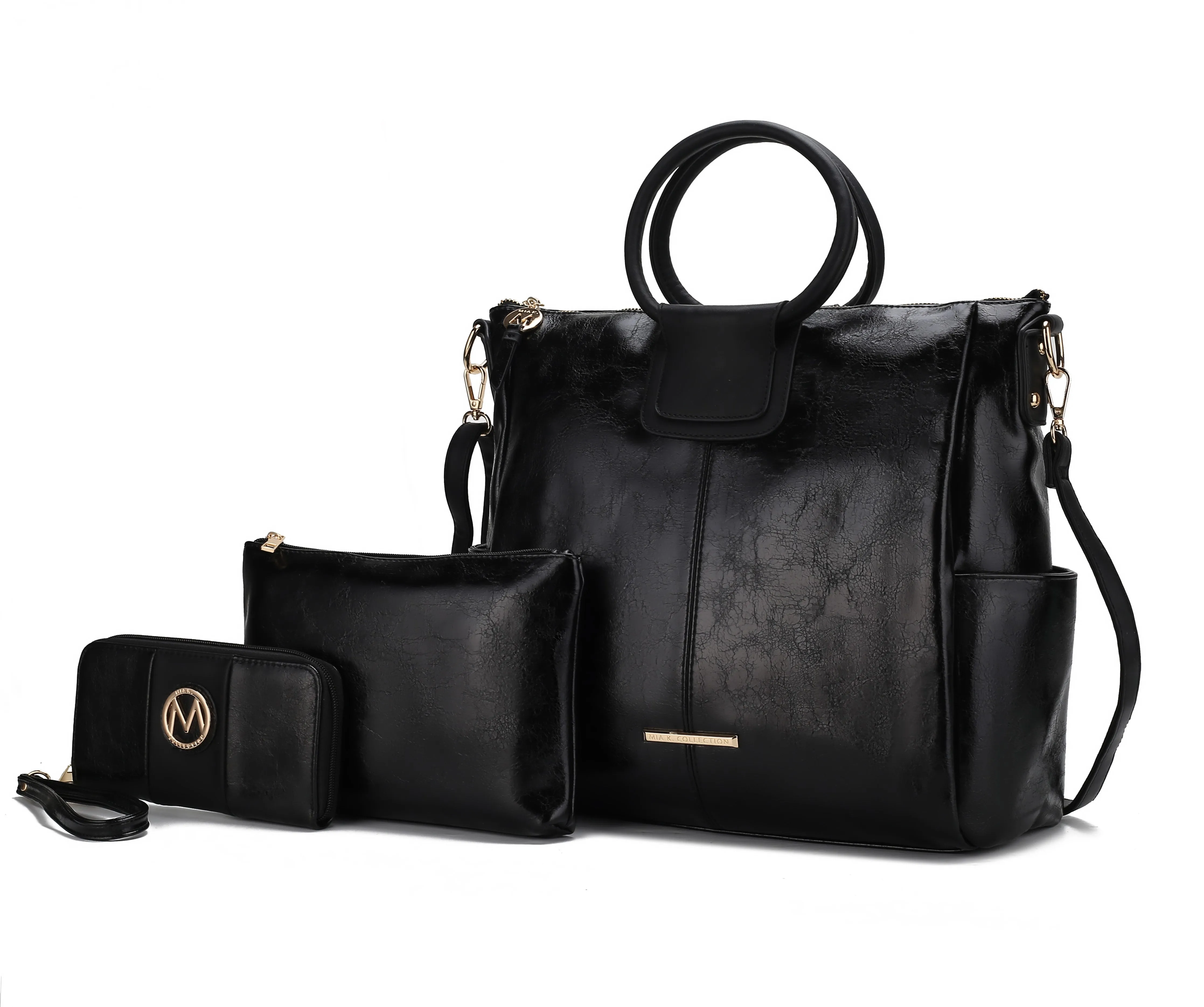 Zori Vegan Leather Womens Tote Bag with pouch and wallet -3 pieces